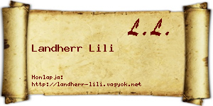 Landherr Lili névjegykártya